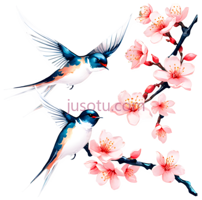 燕子,桃花, PNG