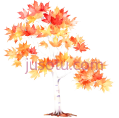 树,卡通,白色树干,叶子PNG