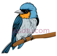 鸟,卡通,蓝色, 白色, 黄色PNG