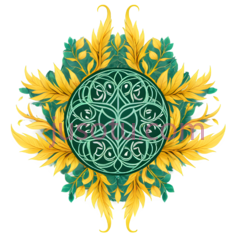花纹,对称,绿色, 黄色PNG