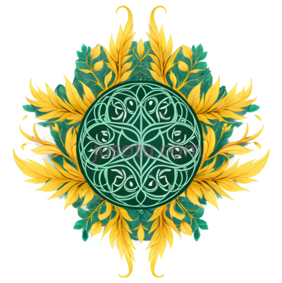 花纹,对称,绿色, 黄色, PNG