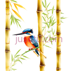 翠鸟,插画,蓝色,橙色,黑色PNG