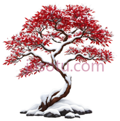 盆景树,红色,白色PNG