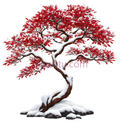 盆景树,红色,白色, PNG