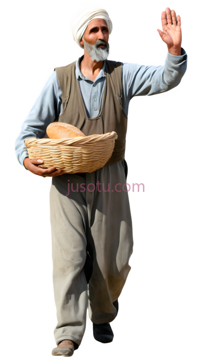 男子,服饰,白色头巾,蓝色衬衫,灰色背心,灰色裤子, PNG