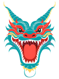 龙,卡通,蓝色,红色,黄色PNG