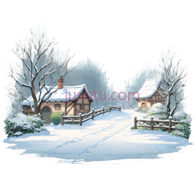 雪景,插画,白色,棕色, PNG