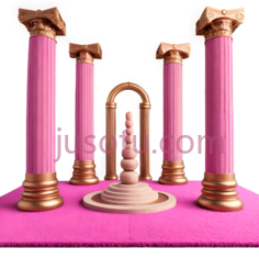 柱子,古典,粉色,金色PNG
