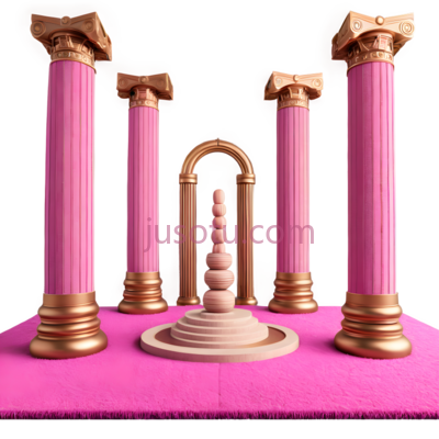 柱子,古典,粉色,金色, PNG
