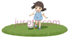 小女孩,卡通,蓝色裙子, 红色鞋子PNG
