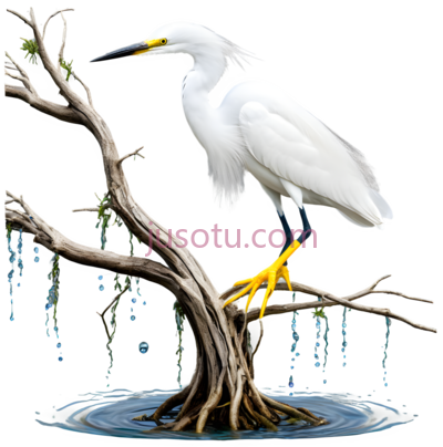 白鹭,插画,白色, PNG