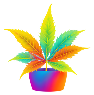 大麻叶,彩色渐变,黄色,绿色,蓝色, PNG