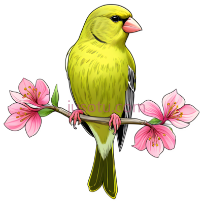 鸟,插画,黄色, PNG