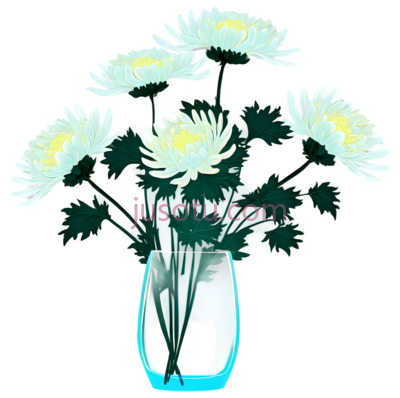 菊花,玻璃瓶子, PNG