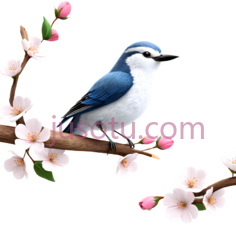 蓝松鸦,插画,蓝色,白色, PNG