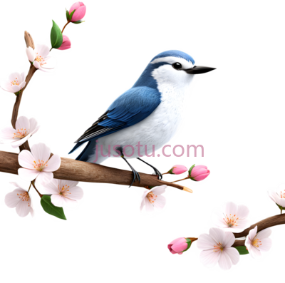 蓝松鸦,插画,蓝色,白色, PNG