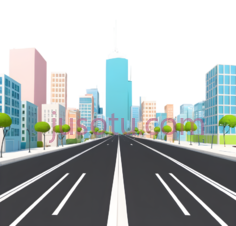 城市道路,卡通,灰色,白色,蓝色,绿色PNG