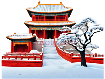 亭子,中式建筑,红色,金色, PNG