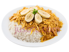黄色,米饭,鸡肉,香蕉,盘子PNG