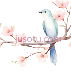 鸟,水墨画,白色,蓝色PNG