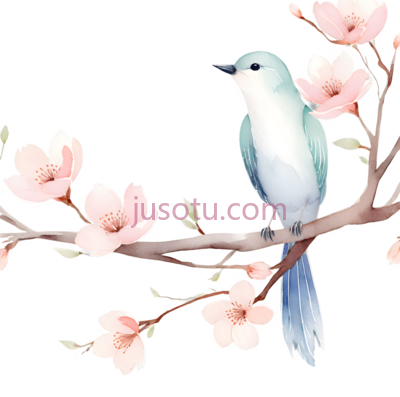 鸟,水墨画,白色,蓝色, PNG