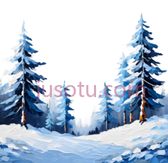 雪松,插画,蓝色,白色PNG