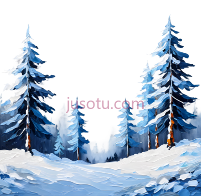 雪松,插画,蓝色,白色, PNG