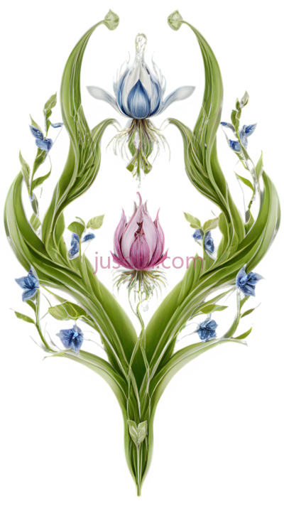 植物,对称,绿色,蓝色,白色,粉色, PNG