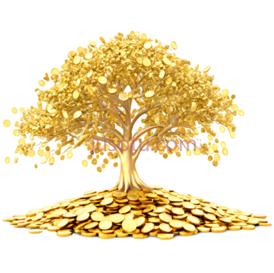 金钱树,卡通,金色, PNG