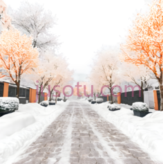 雪景,冬季景观,白色,橙色PNG
