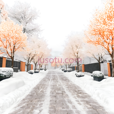 雪景,冬季景观,白色,橙色, PNG