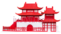 建筑,中国古典,红色,白色PNG