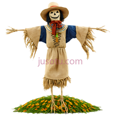 稻草人,卡通,米色, 蓝色, 红色, PNG