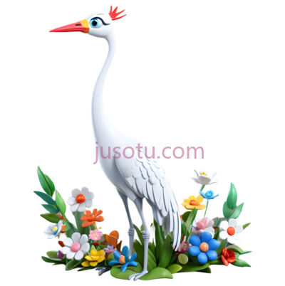 鹤,卡通,白色, PNG