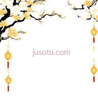 梅花,灯笼,中国风,黄色,白色, PNG