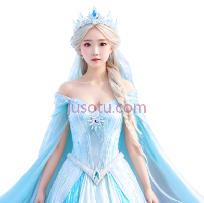公主,冰雪,蓝色, PNG