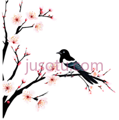 乌鸦,桃花PNG