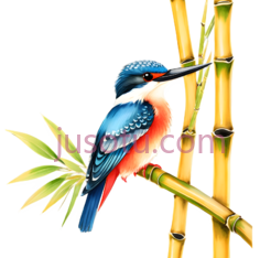 翠鸟,插画,蓝色,白色,橙色PNG