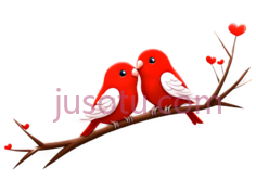 红鸟,树枝PNG