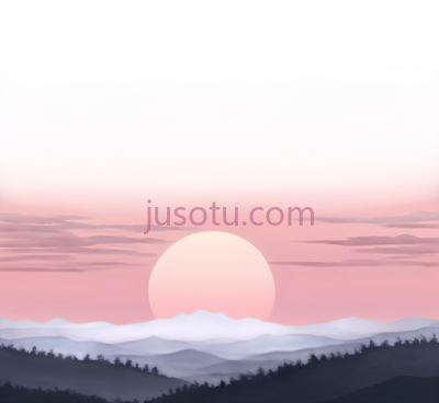 日落,插画,粉色,紫色, PNG
