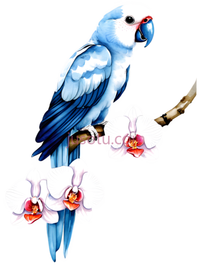 鹦鹉,水彩画,蓝色, PNG