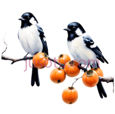 乌鸦,柿子树PNG