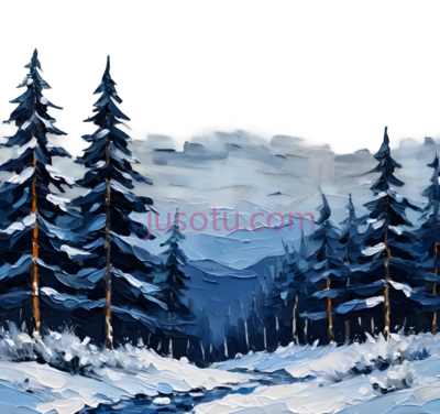 雪景,插画,蓝色,白色, PNG