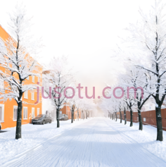 雪景,冬季风景画,白色,黄色PNG
