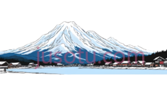 富士山,插画,白色,蓝色PNG