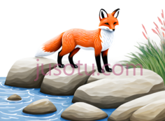 狐狸,河边PNG