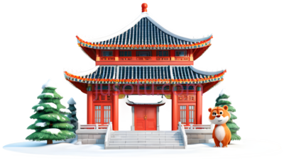 亭子,中式建筑,红色,蓝色, PNG
