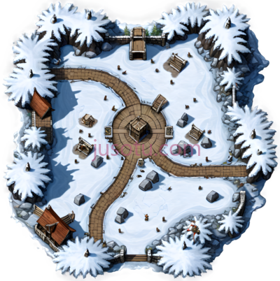 雪地村庄,卡通,白色, PNG