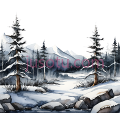 雪景,插画,白色,灰色,黑色PNG