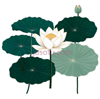 荷花,光亮翡翠色, PNG